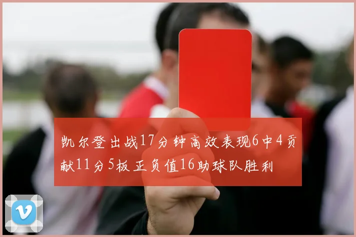 凯尔登出战17分钟高效表现6中4贡献11分5板正负值16助球队胜利